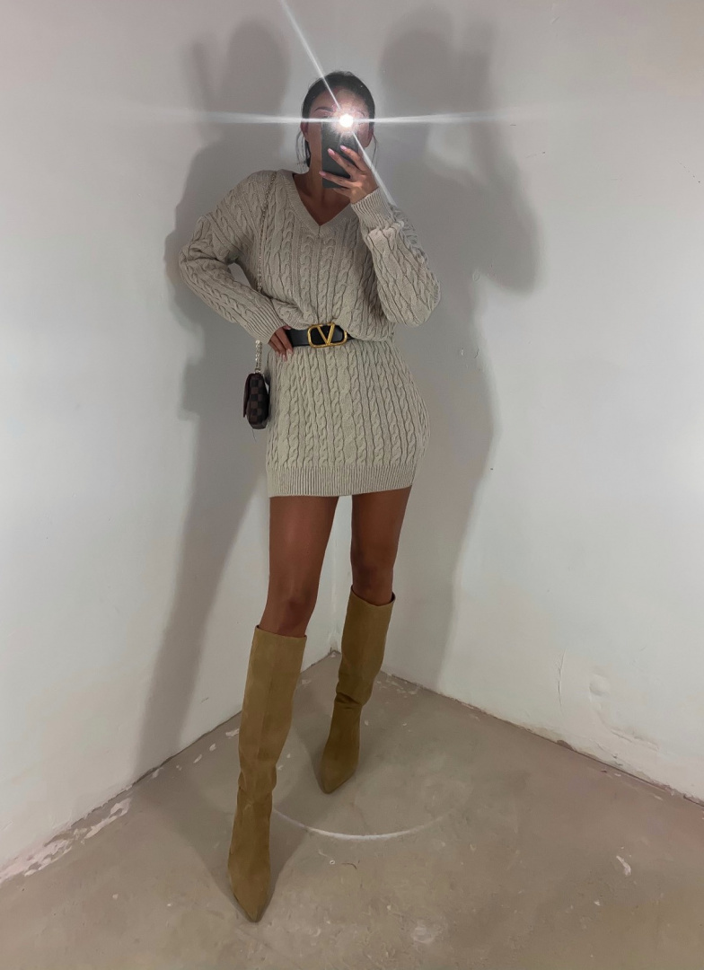 Knitted dress GRAM beige - BY ME