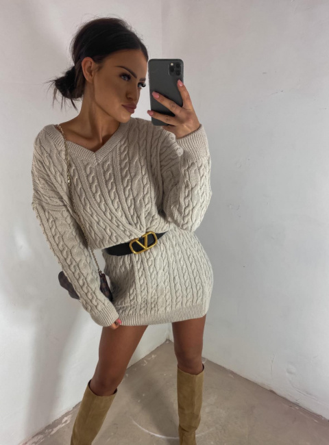 Knitted dress GRAM beige - BY ME Knitted dress GRAM beige - BY ME