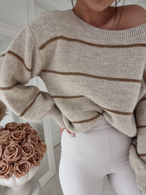 Sweter GOLD STRIPES beżowy By Me