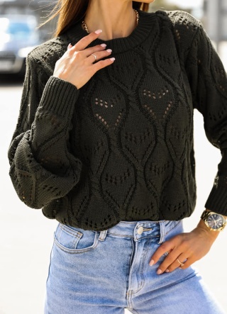 Sweterek ażurowy HOLLOW czarny - ME GUSTA