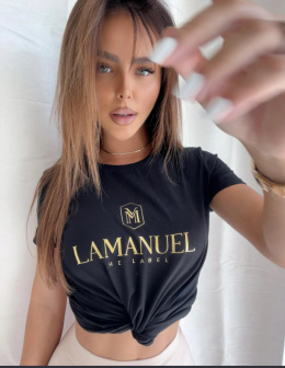 T-shirt GOLDEN HOUR czarny - LA MANUEL