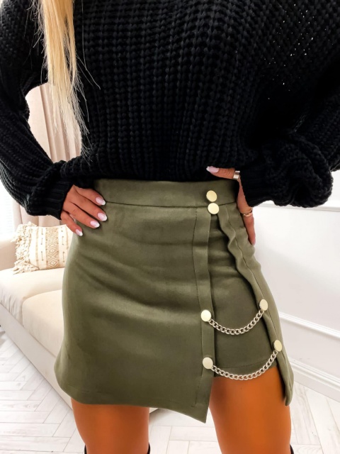 Zamszowa spódniczka mini MELISSA khaki- BOCCA