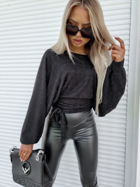 Dwustronny kopertowy sweter czarny - BY ME