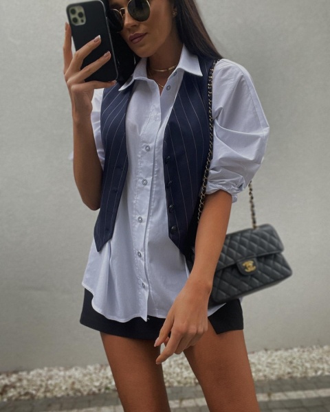 Kamizelka na guziki granatowa PARIS La Milla