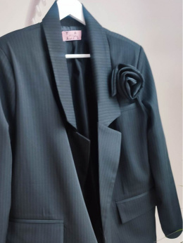 Jacket with rose PARIS dark anthracite striped - LA MILLA