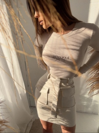 Spódnica SUEDE jasny beż La Manuel