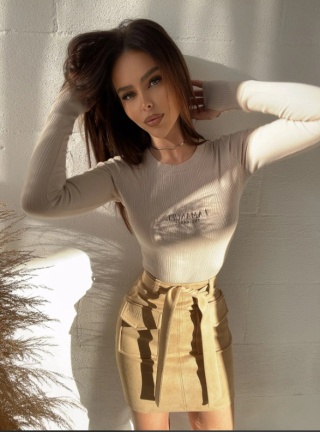 Spódnica SUEDE camel La Manuel