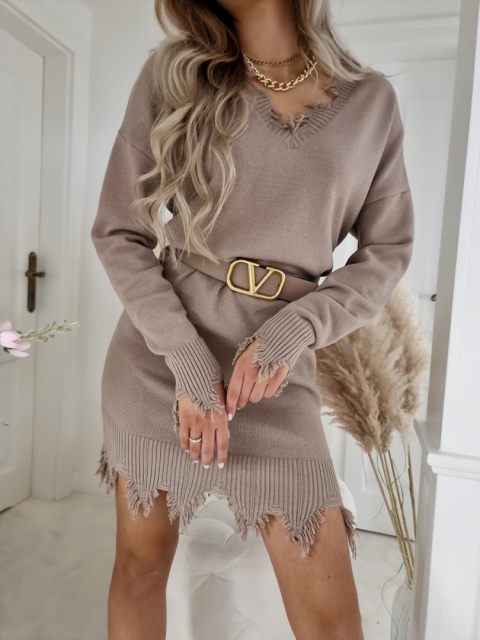 Sukienka z kaszmirem SHAKIRA ciemny beż BY ME