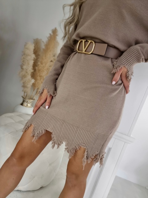 Sukienka z kaszmirem SHAKIRA ciemny beż BY ME