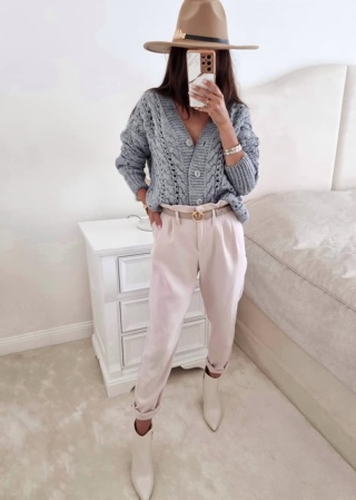 Sweter kardigan na guziki CONNIE szary - BY ME