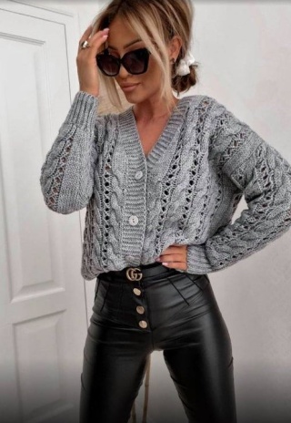 Sweter kardigan na guziki CONNIE szary - BY ME