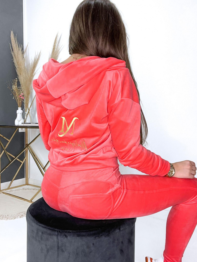 Velor sweatshirt with logo coral - BY MIELCZARKOWSKI Velor sweatshirt with logo coral - BY MIELCZARKOWSKI