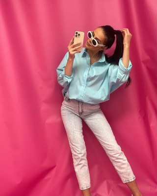 Bawełniana koszula oversize miętowa La Milla