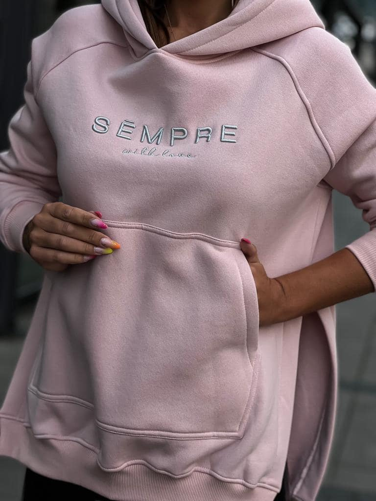 Sweatshirt SARA LOGO powder pink - SEMPRE