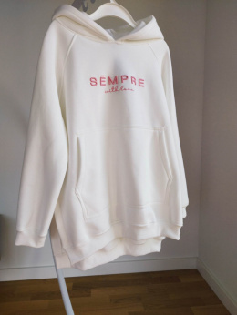 SARA LOGO ecru sweatshirt with pink - SEMPRE