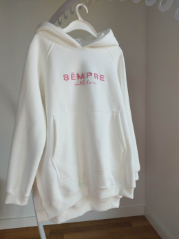 SARA LOGO ecru sweatshirt with pink - SEMPRE