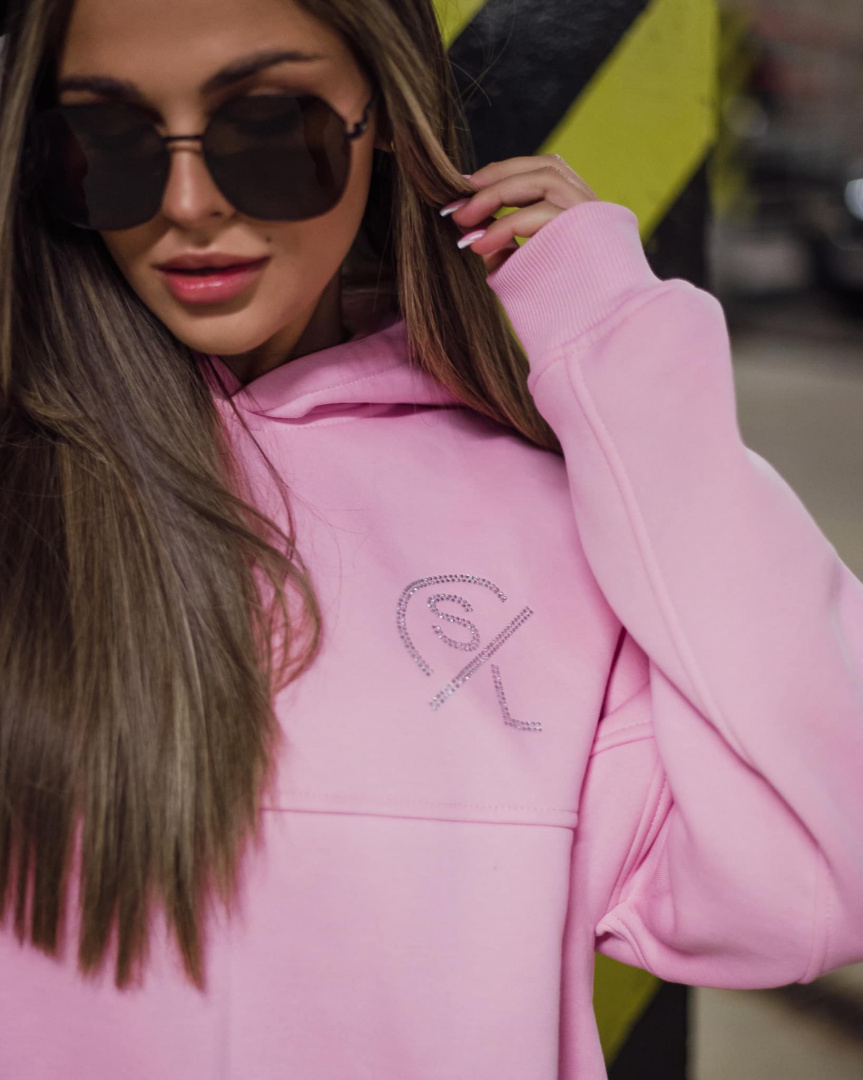 Sweatshirt with rhinestones DIAMOND candy pink SEMPRE Sweatshirt with rhinestones DIAMOND candy pink SEMPRE