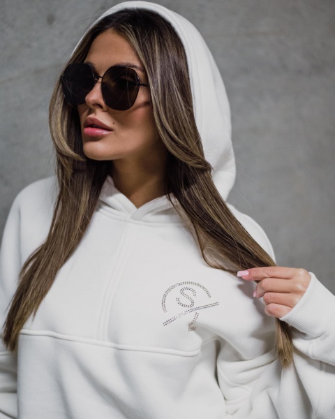 Bluza z cyrkoniami DIAMOND ecru SEMPRE