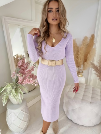 Dzianinowa sukienka LOCA lila By Me