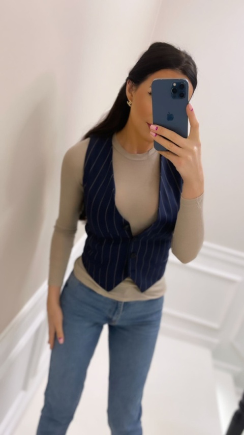 Kamizelka na guziki granatowa PARIS La Milla