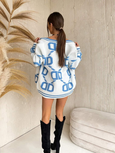 Cardigan BEATRICE white-blue By Mielczarkowski Cardigan BEATRICE white-blue By Mielczarkowski