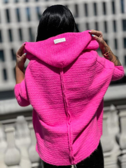 Short cardigan with pockets neon pink