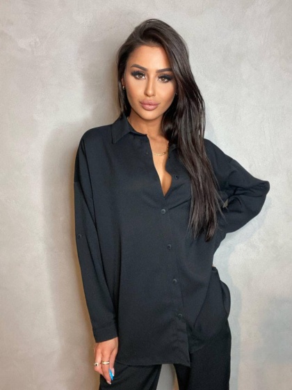 Komplet koszula i spodnie z szeroką nogawką MELANIE czerń By Mielczarkowski