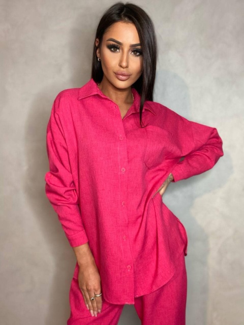 Komplet koszula i spodnie z szeroką nogawką MELANIE fuksja By Mielczarkowski