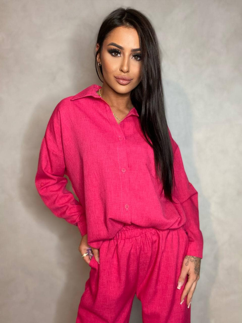 Set shirt and trousers with wide leg MELANIE fuchsia By Mielczarkowski Set shirt and trousers with wide leg MELANIE fuchsia By Mielczarkowski
