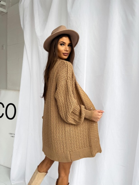 Komplet sweterkowy top i kardigan Alexandra beżowy Mielczarkowski