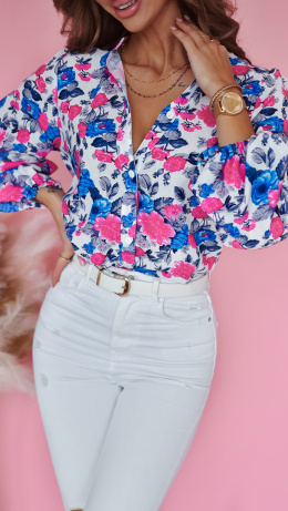 Shirt in blue and pink flowers XANA