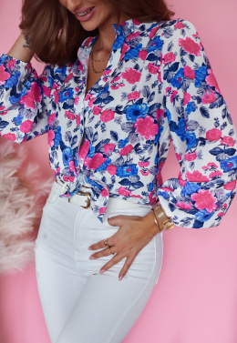 Shirt in blue and pink flowers XANA