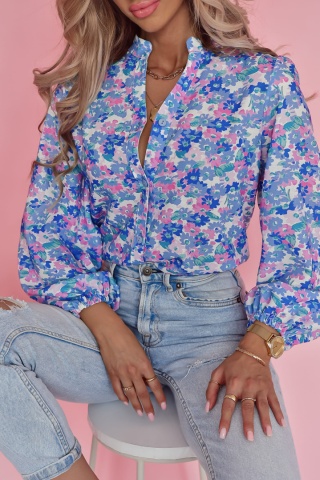 Koszula w niebiesko fioletowe kwiaty XANA