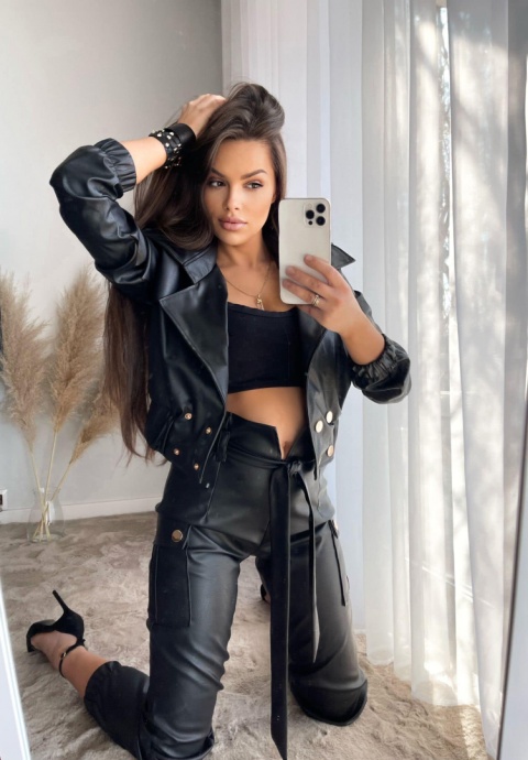 Spodnie bojówki z eko skóry By Mielczarkowski