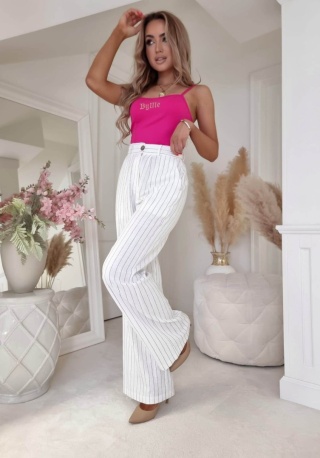 Lniane spodnie w paski PREMIUM ecru By Me