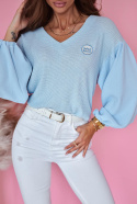 Sweater with decorative sleeves blue XANA