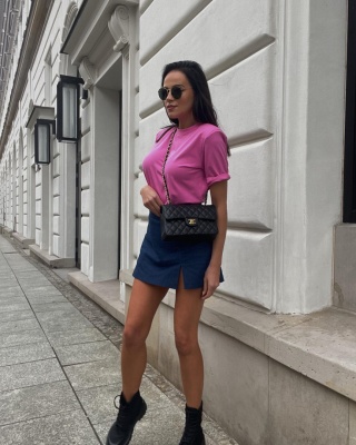 T-shirt z rękawem 1/2 i poduszkami SERENA różowy LA MILLA