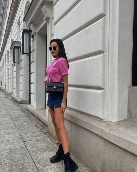 T-shirt z rękawem 1/2 i poduszkami SERENA różowy LA MILLA