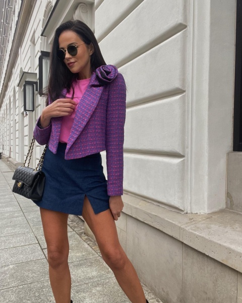 T-shirt z rękawem 1/2 i poduszkami SERENA różowy LA MILLA