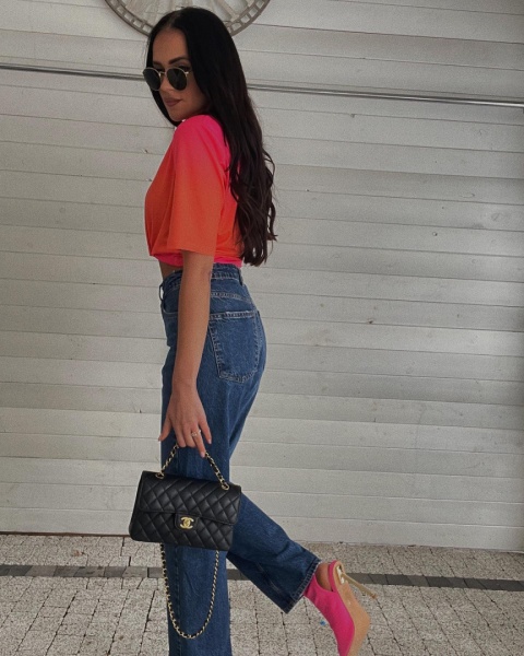 T-shirt z rękawem 1/2 i poduszkami ombre LA MILLA