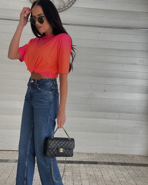 T-shirt z rękawem 1/2 i poduszkami ombre LA MILLA