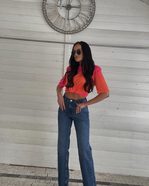 T-shirt z rękawem 1/2 i poduszkami ombre LA MILLA