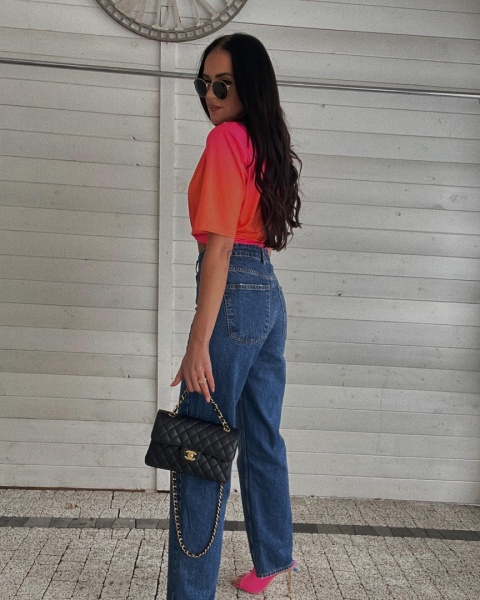 T-shirt z rękawem 1/2 i poduszkami ombre LA MILLA