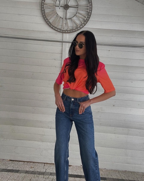 T-shirt z rękawem 1/2 i poduszkami ombre LA MILLA