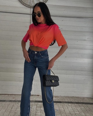 T-shirt z rękawem 1/2 i poduszkami ombre LA MILLA