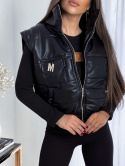 Tank top eco leather vest black By Mielczarkowski