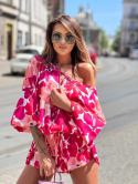 Jumpsuit oversize DOLLY red flowers - SEMPRE