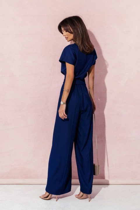 Kombinezon z wiskozą ze złotym paskiem HANNA granat