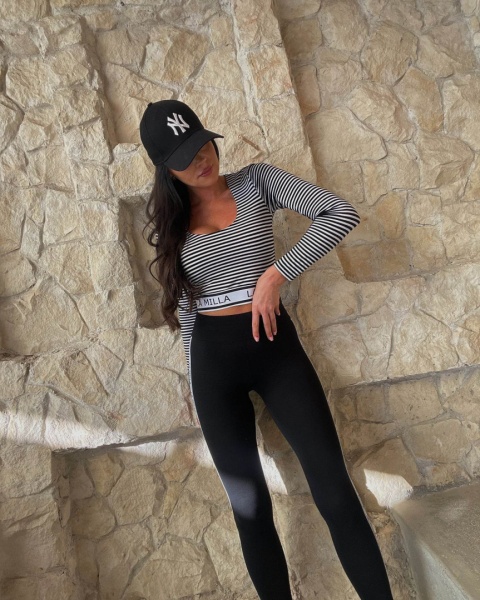 Legginsy z lampasem czarne La Milla