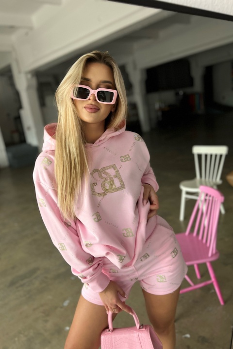 Komplet dresowy BG HOLOGRAM set baby pink Brandenburg Couture